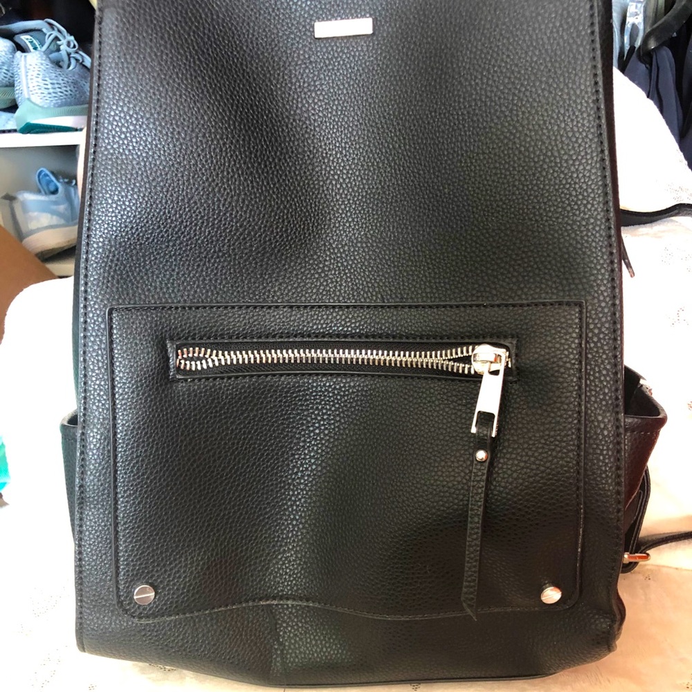 Aldo Medium structured Black Faux Leather Backpack